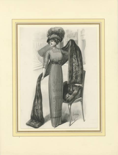Ferdinand-Léon Ménétrier French Belle Époque Fur Fashion Design, c.1910