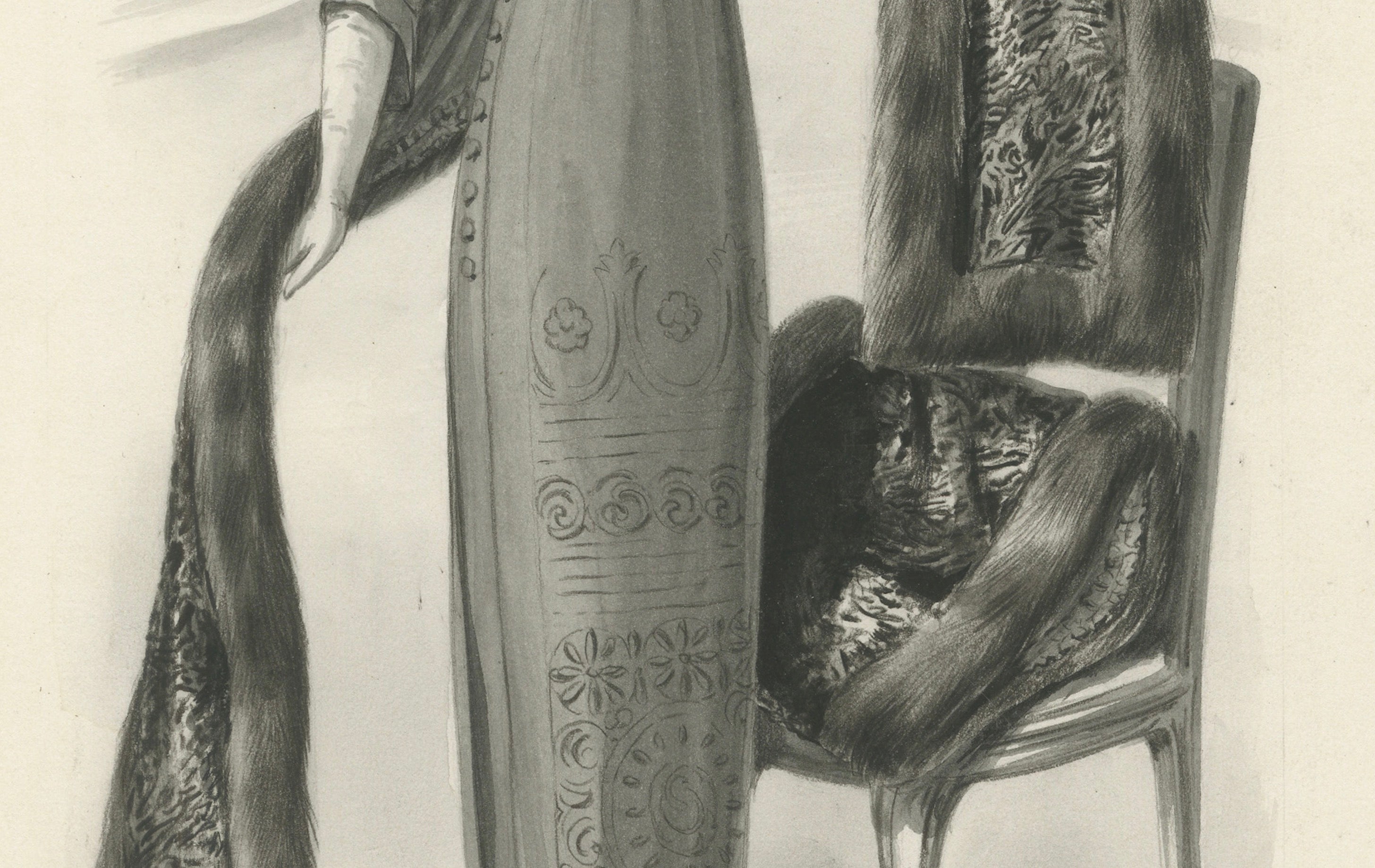 Ferdinand-Léon Ménétrier French Belle Époque Fur Fashion Design, c.1910