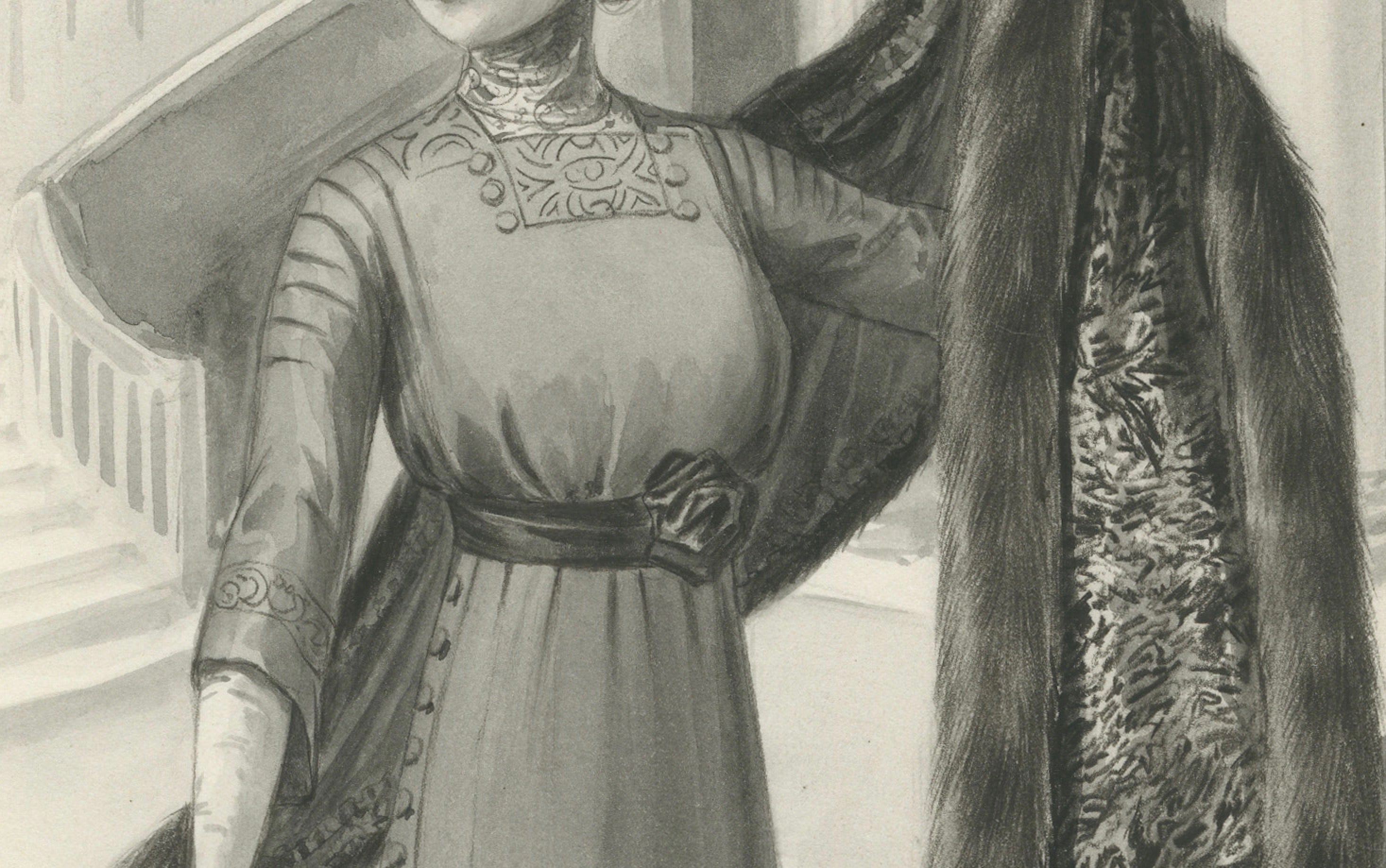 Ferdinand-Léon Ménétrier French Belle Époque Fur Fashion Design, c.1910