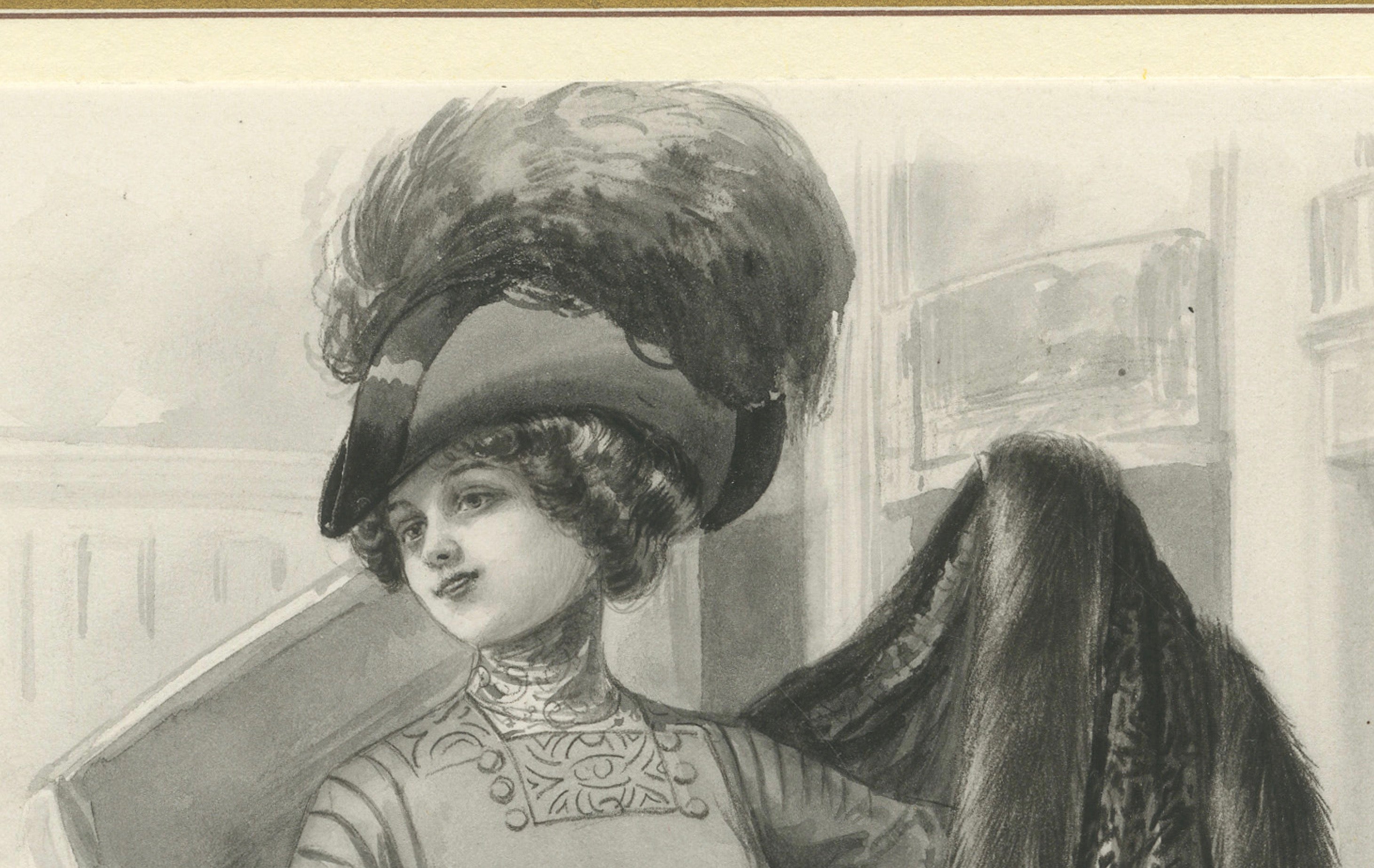 Ferdinand-Léon Ménétrier French Belle Époque Fur Fashion Design, c.1910