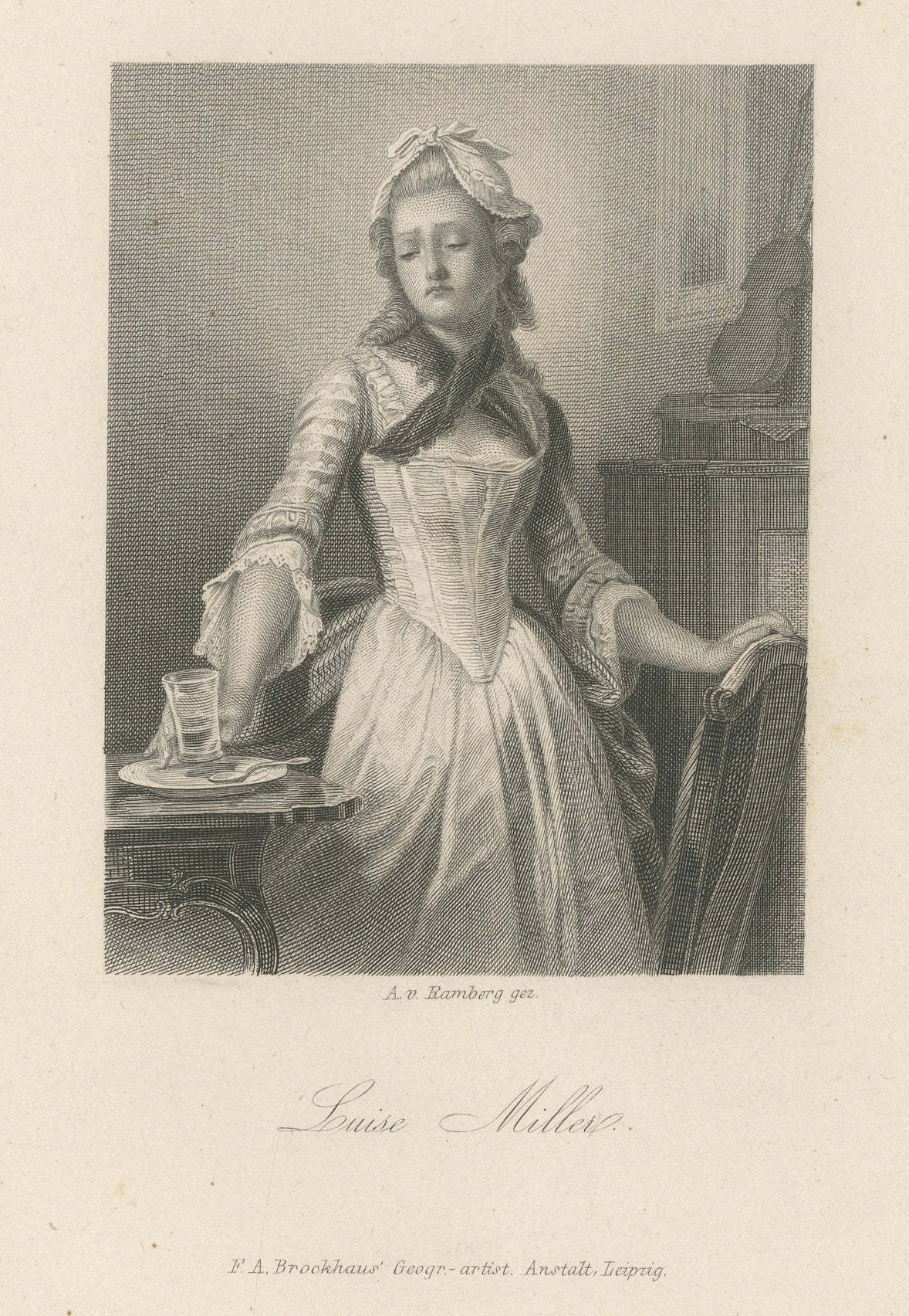 Luise Miller, Schiller’s Kabale und Liebe – German Steel Engraving, 1859