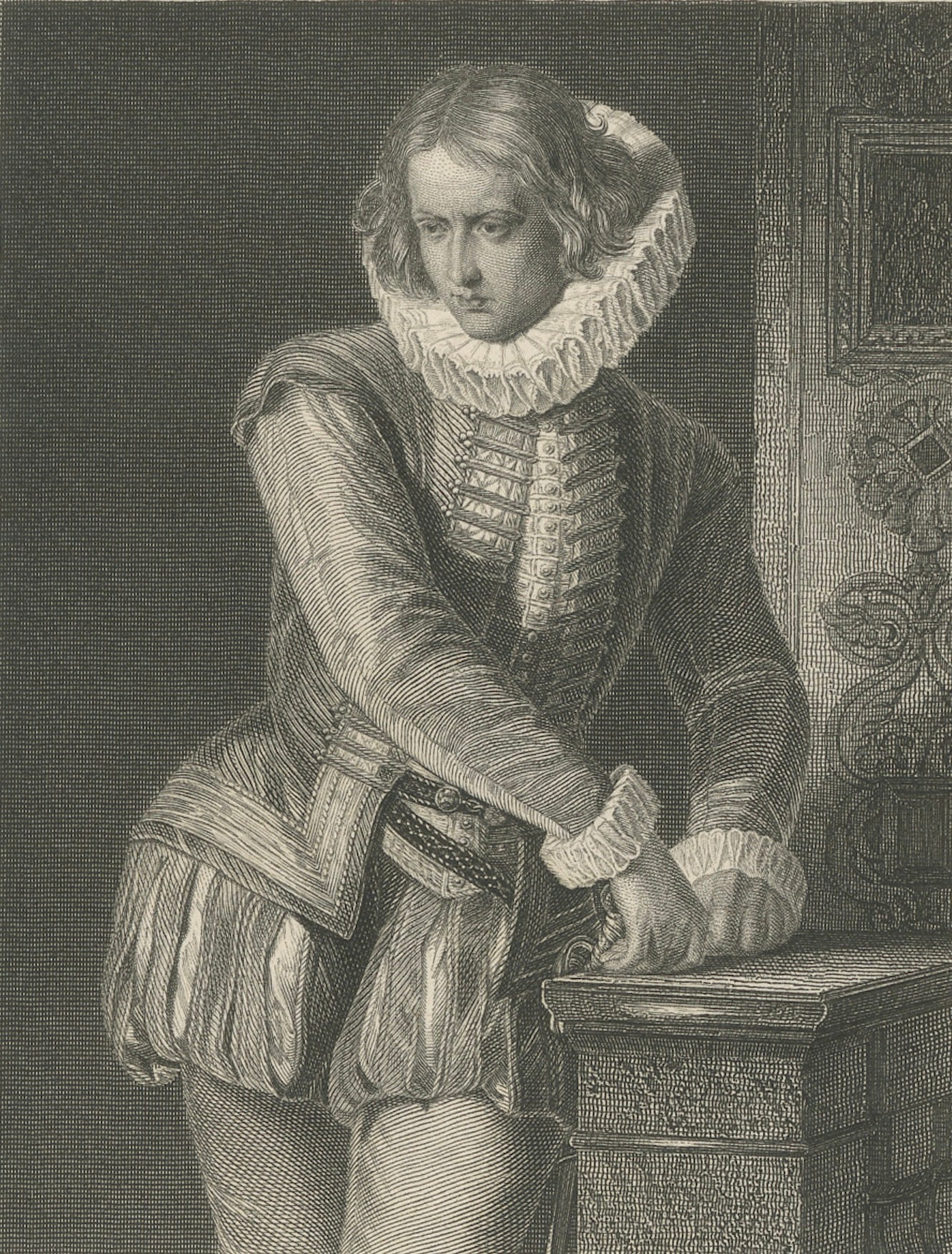 Don Carlos from Schiller’s Tragedy – German Steel Engraving, 1859