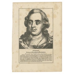 Ferdinand, Duke of Brunswick – German Military Portrait Engraving, c.1800