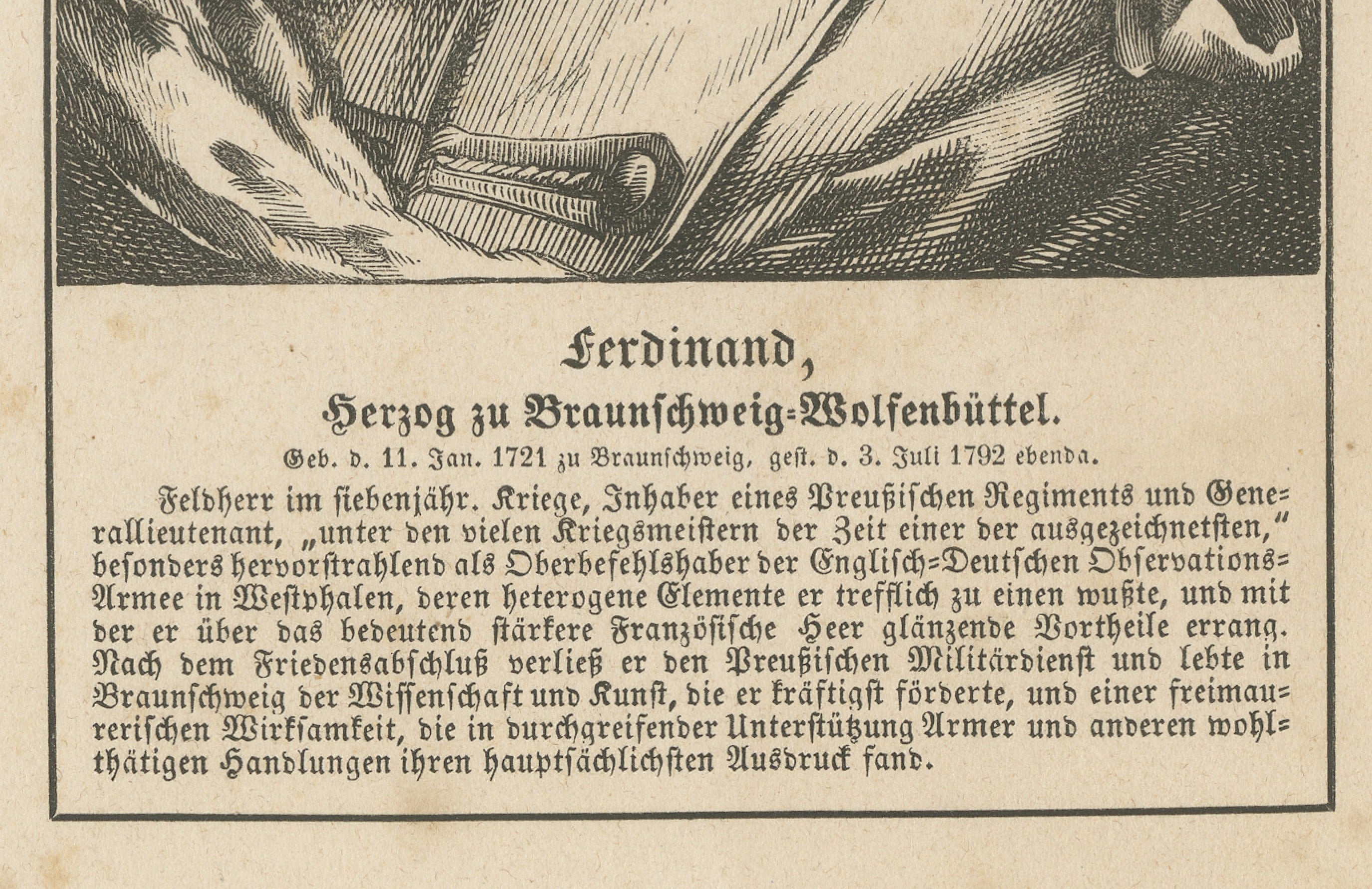 Ferdinand, Duke of Brunswick – German Military Portrait Engraving, c.1800