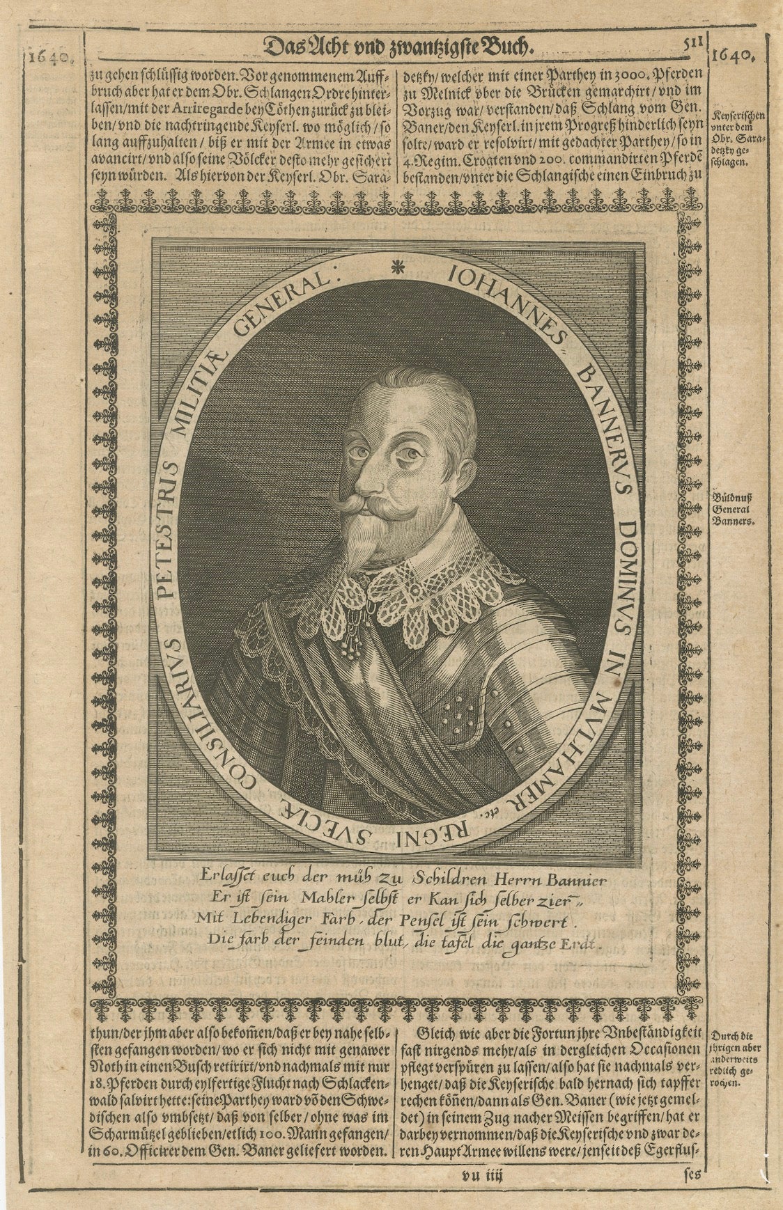 Johann Banér, Swedish General of the Thirty Years’ War – Engraving, 1640