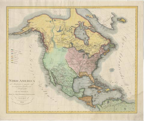 Large Antique Map of North America, United States & Canada, 1806