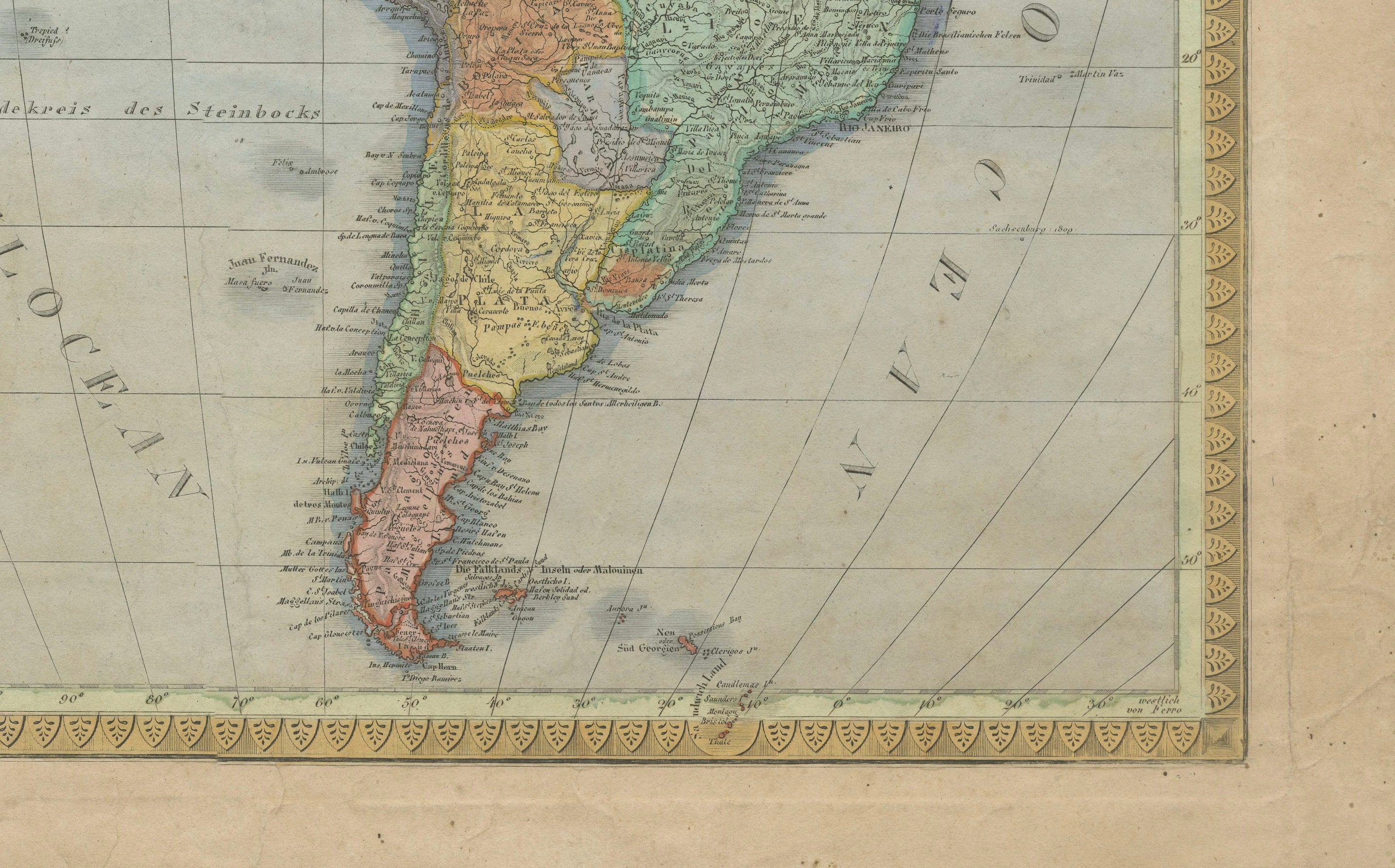 Large Antique Map of North & South America by Weiland, 1826