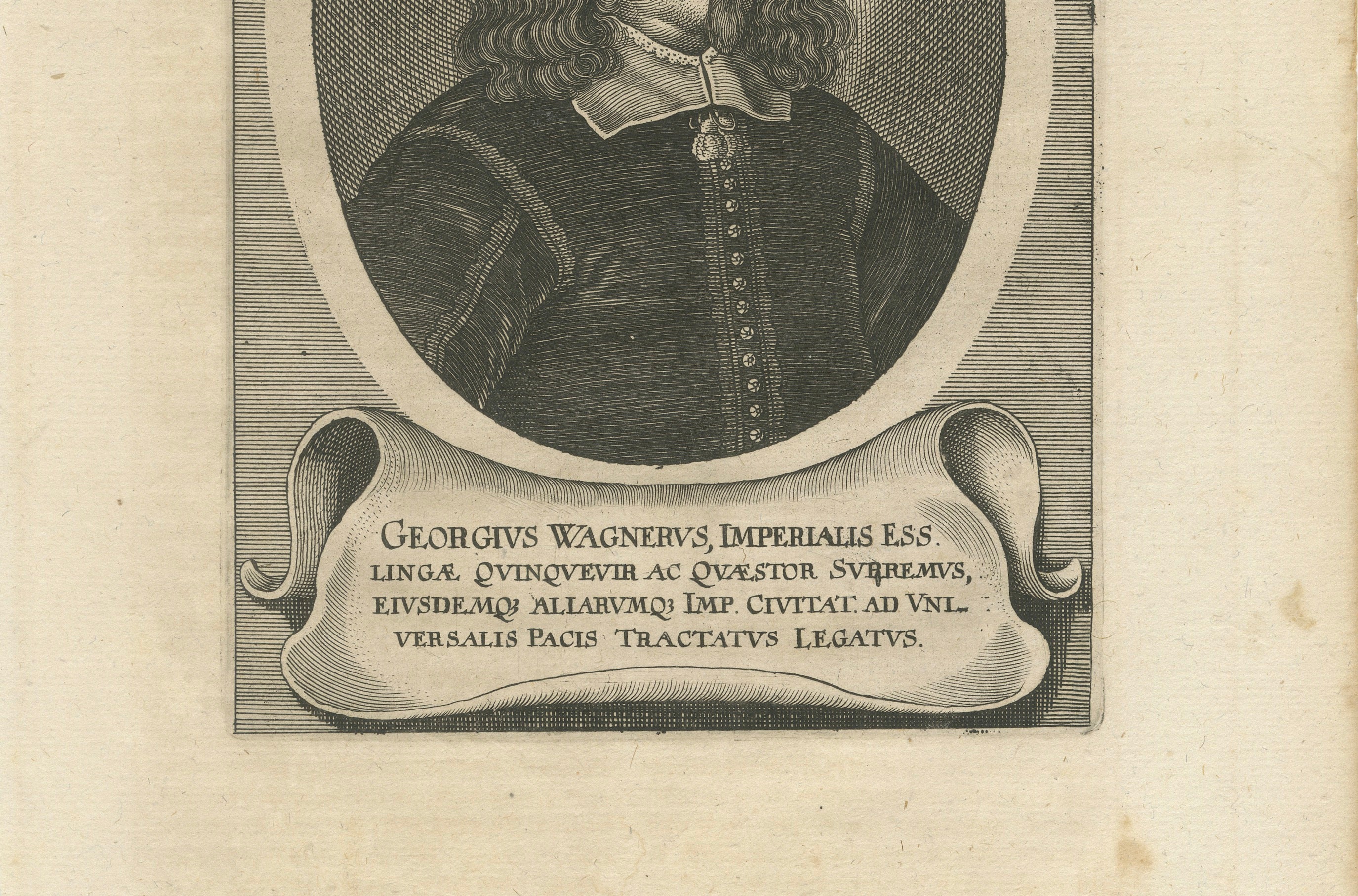 Georg Wagner, Peace of Westphalia Diplomat Portrait Engraving, 1652