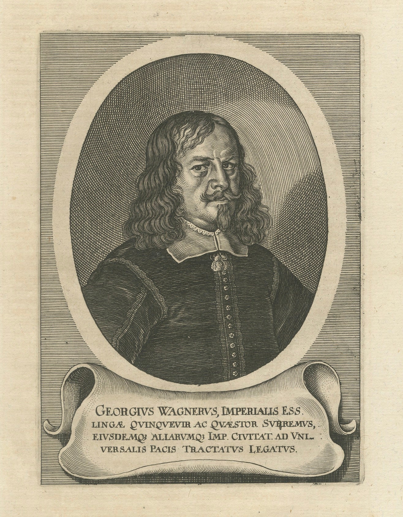 Georg Wagner, Peace of Westphalia Diplomat Portrait Engraving, 1652