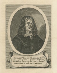 Georg Wagner, Peace of Westphalia Diplomat Portrait Engraving, 1652