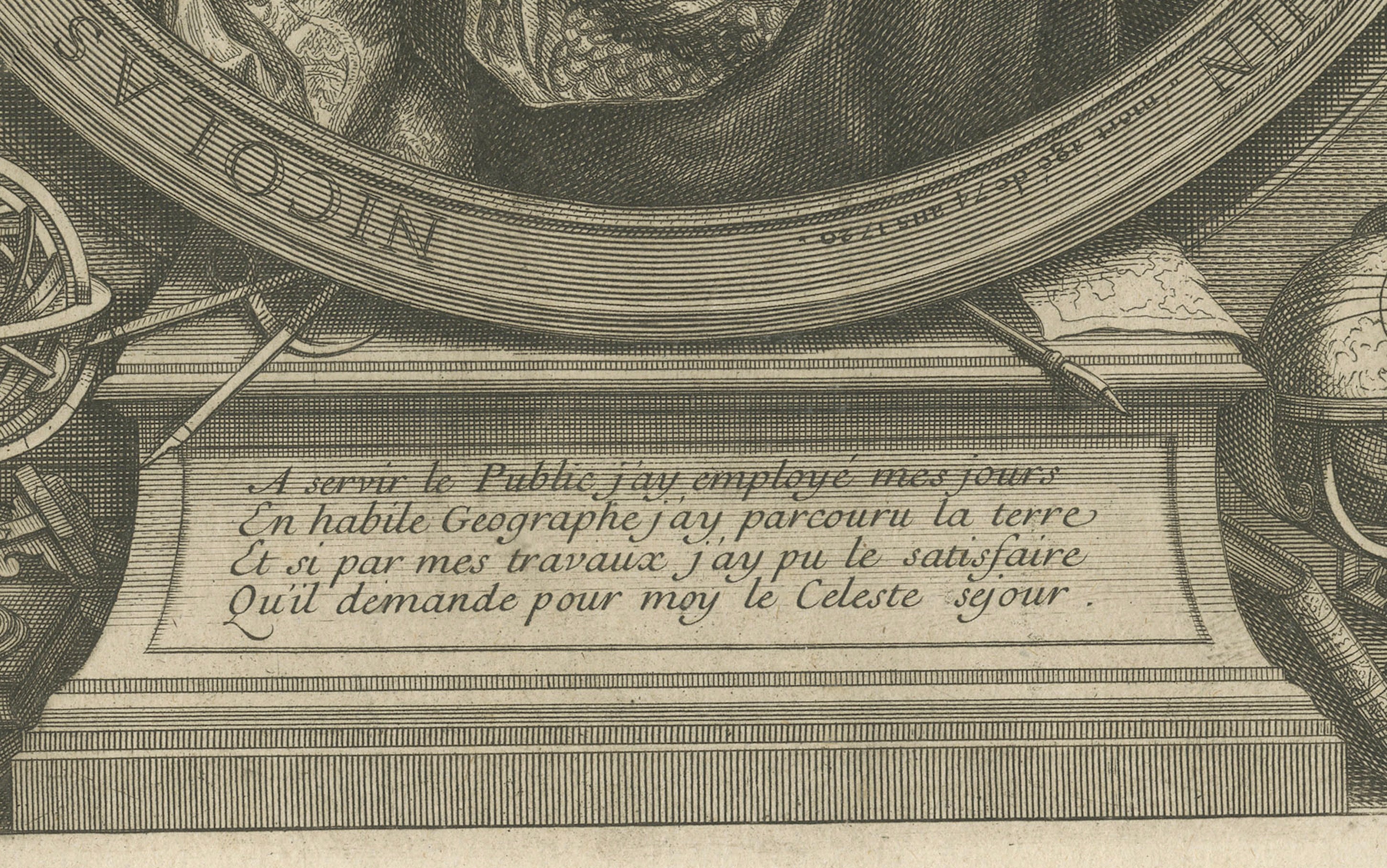 Nicolas de Fer, Royal French Cartographer Portrait Engraving, 1743