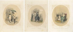 Ensemble de trois lithographies romantiques sur la cour et la satire sociale, Berlin, vers 1850