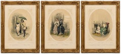 Set of Three Romantic Courtship & Social Satire Lithographs, Berlin, circa 1850