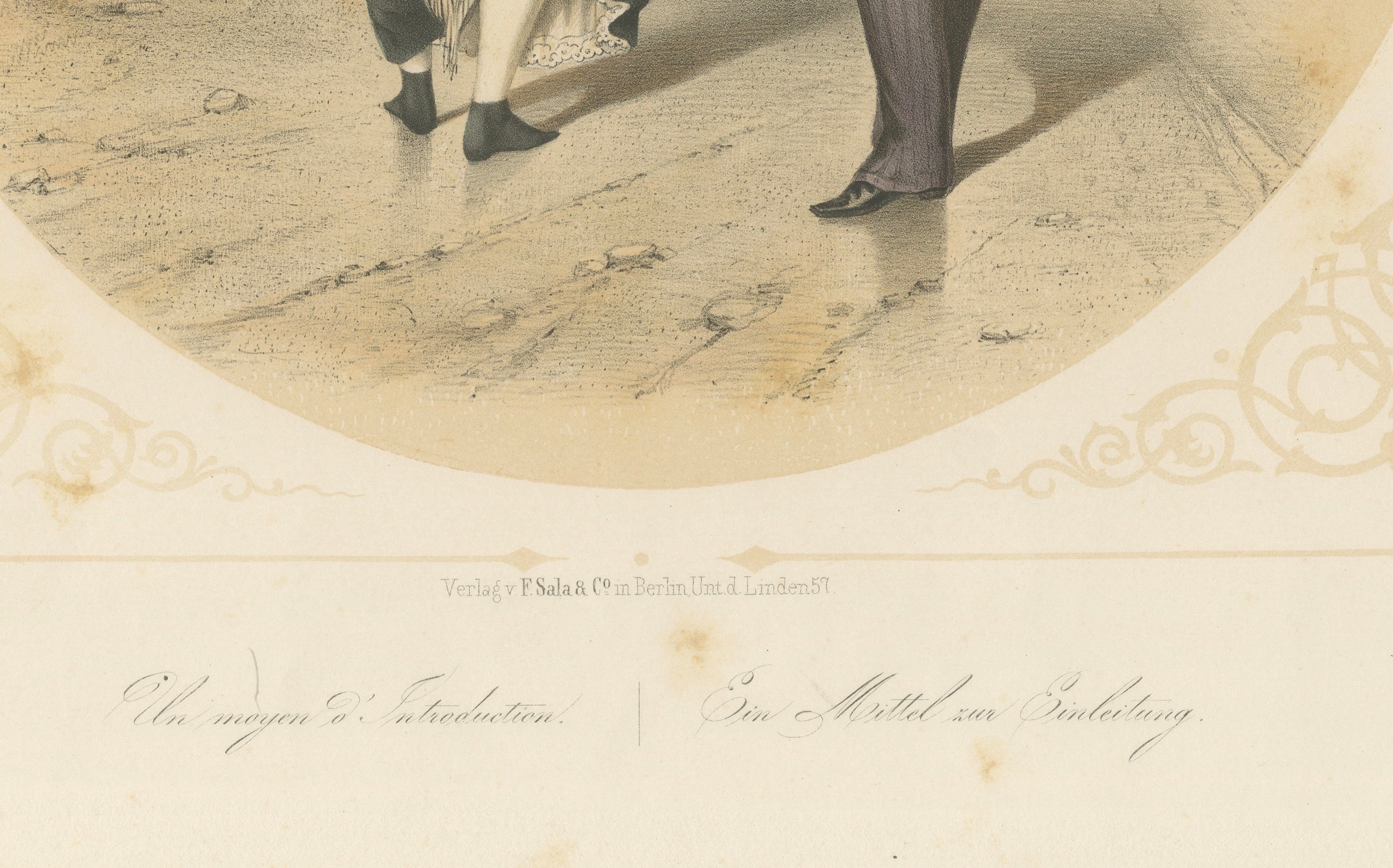 Set of Three Romantic Courtship & Social Satire Lithographs, Berlin, circa 1850
