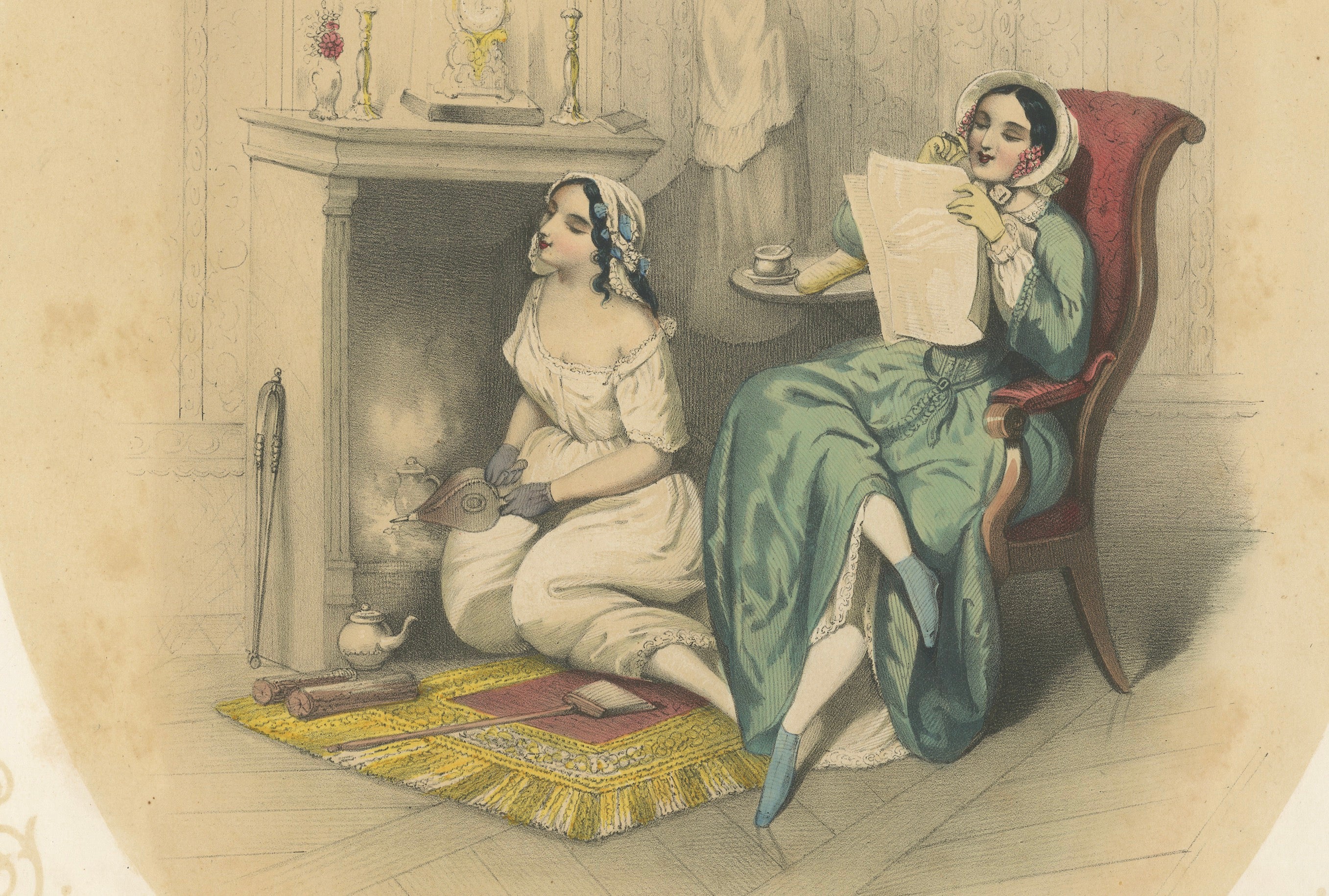 Set of Three Romantic Courtship & Social Satire Lithographs, Berlin, circa 1850