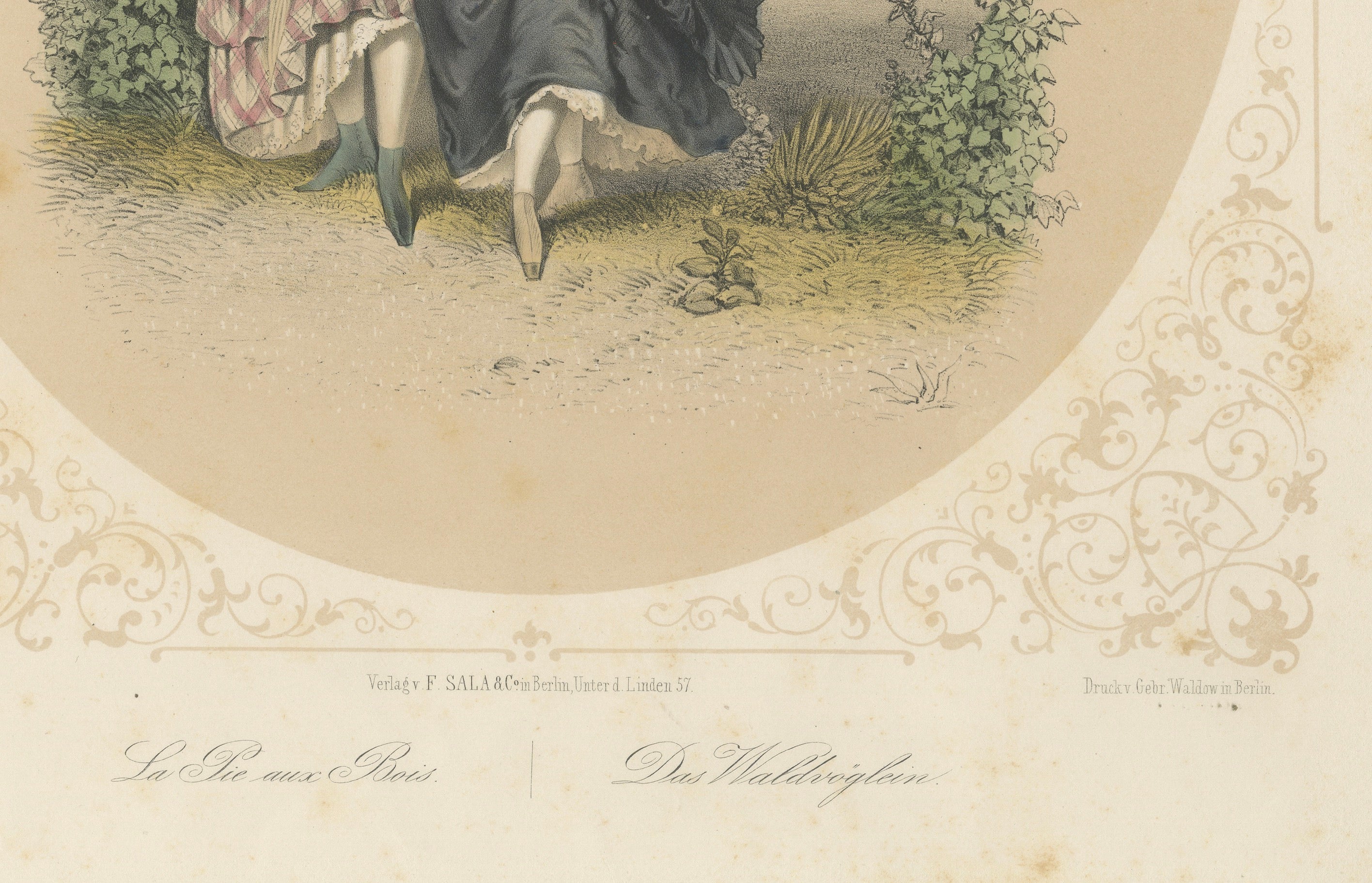 Set of Three Romantic Courtship & Social Satire Lithographs, Berlin, circa 1850