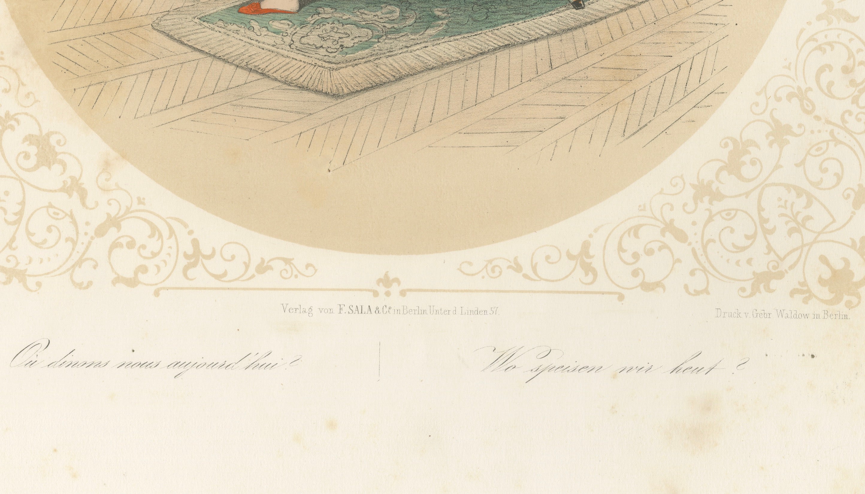 Set of Three Erotic Boudoir Lithographs, Berlin, circa 1850