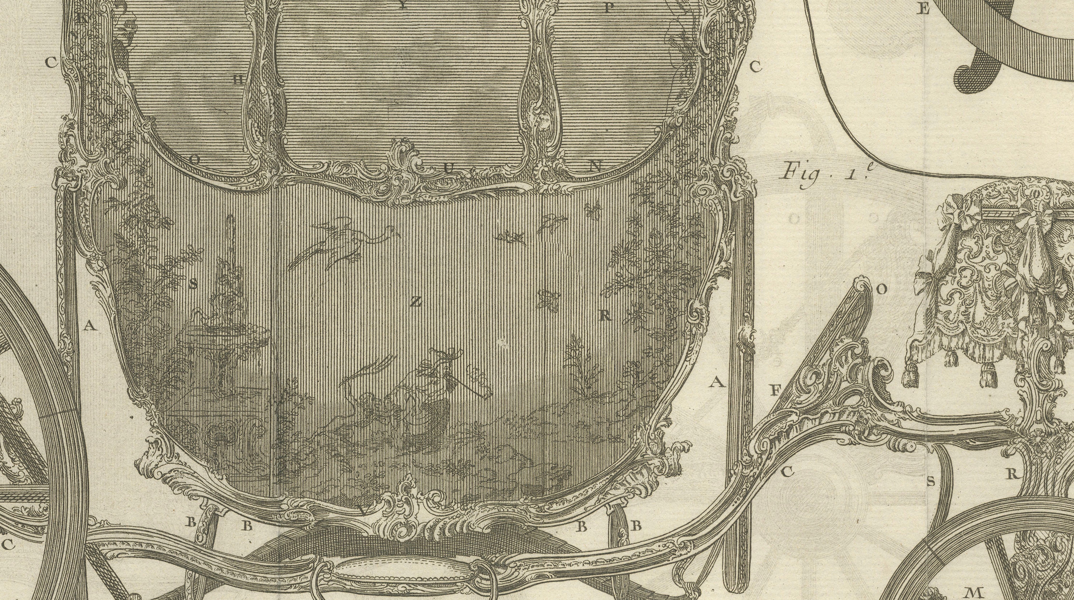 Pair of French Rococo Berlin & Diable Carriage Engravings, 1771