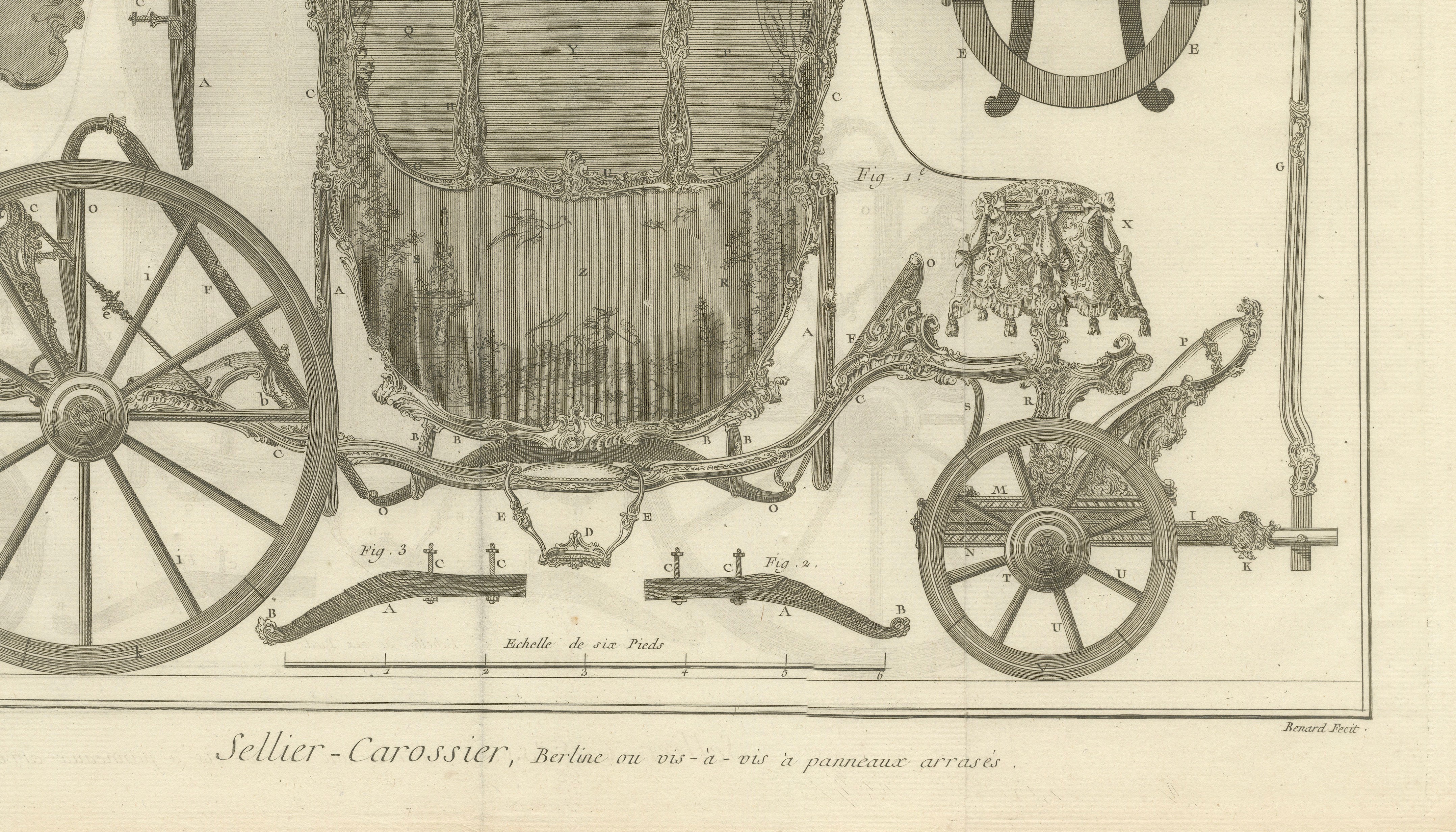 Pair of French Rococo Berlin & Diable Carriage Engravings, 1771