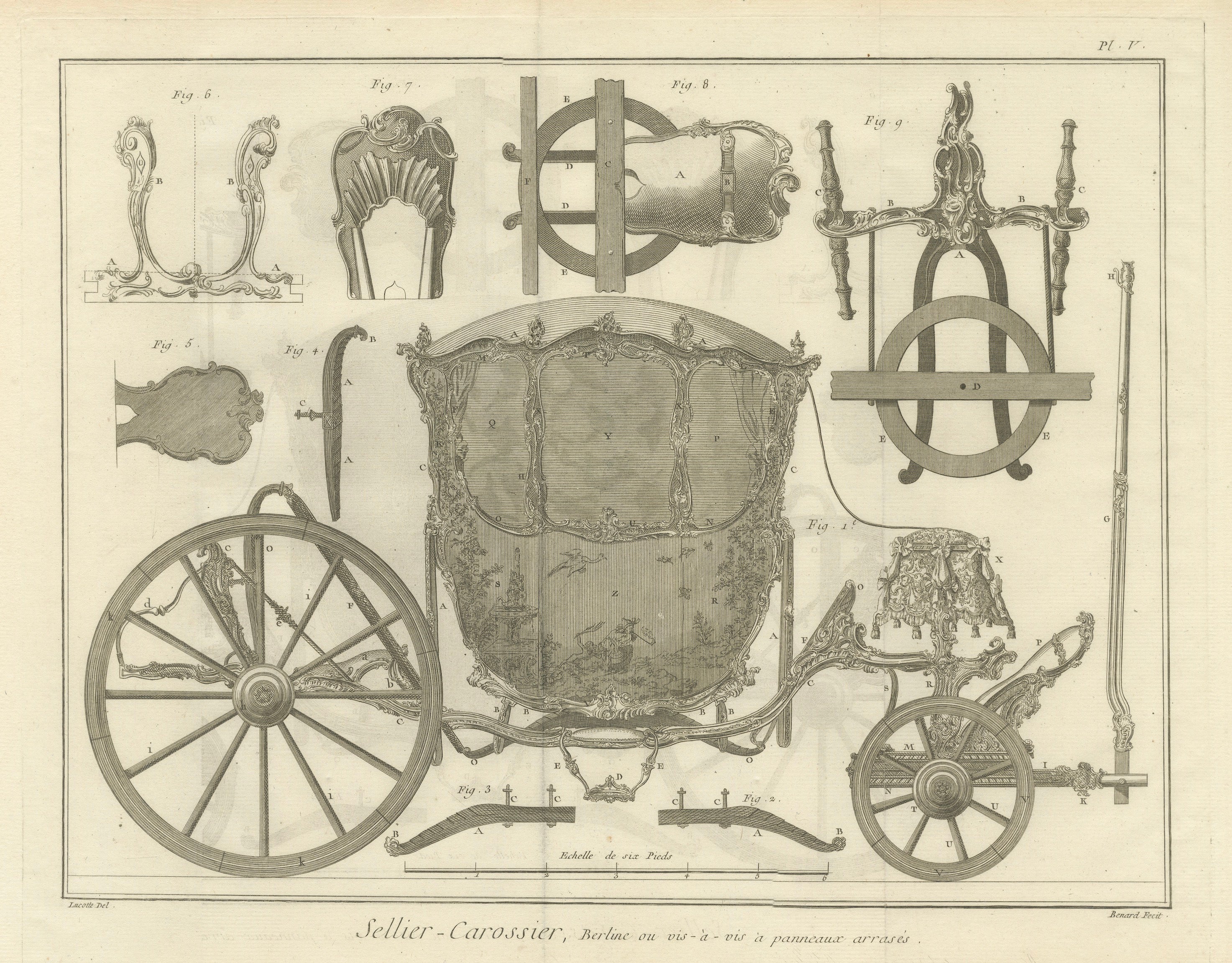 Pair of French Rococo Berlin & Diable Carriage Engravings, 1771