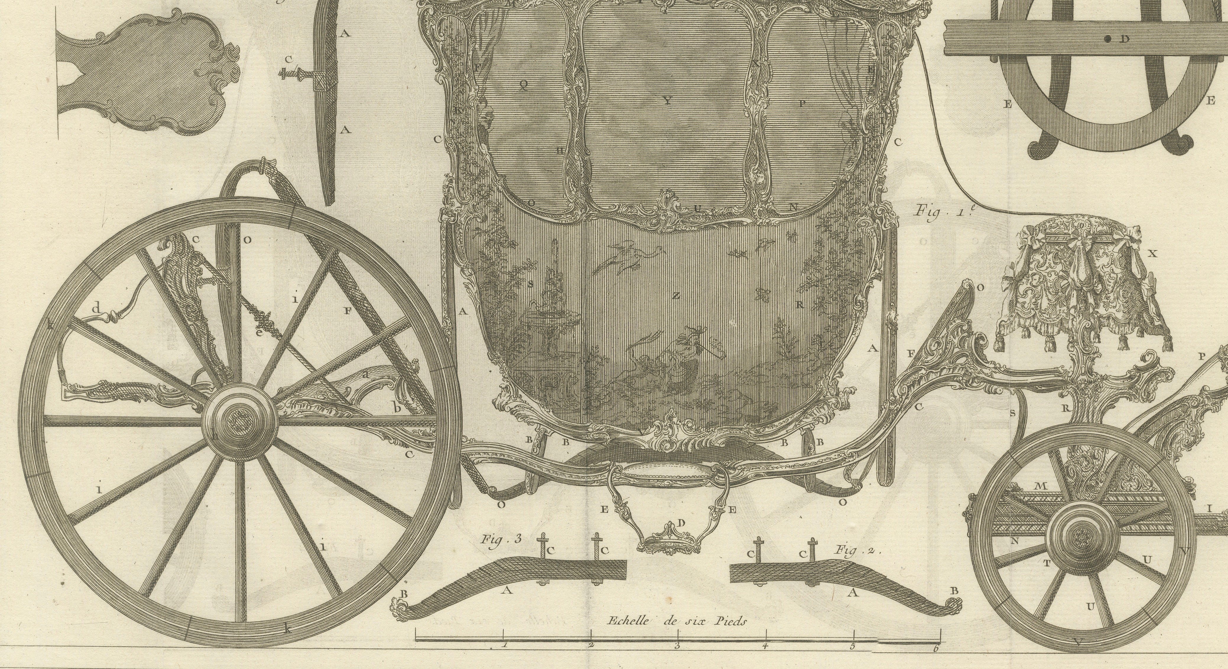Pair of French Rococo Berlin & Diable Carriage Engravings, 1771