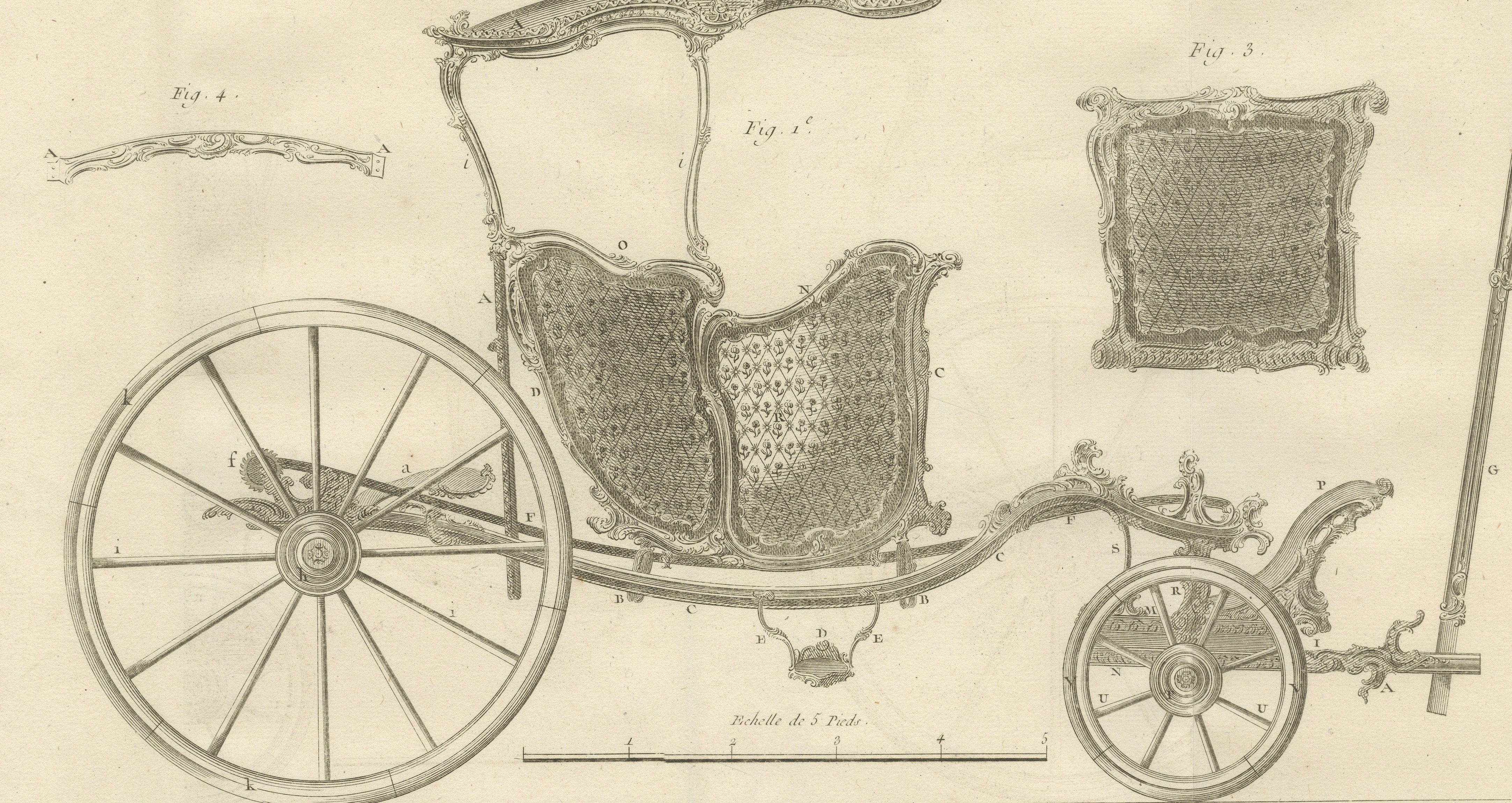 Pair of French Rococo Berlin & Diable Carriage Engravings, 1771