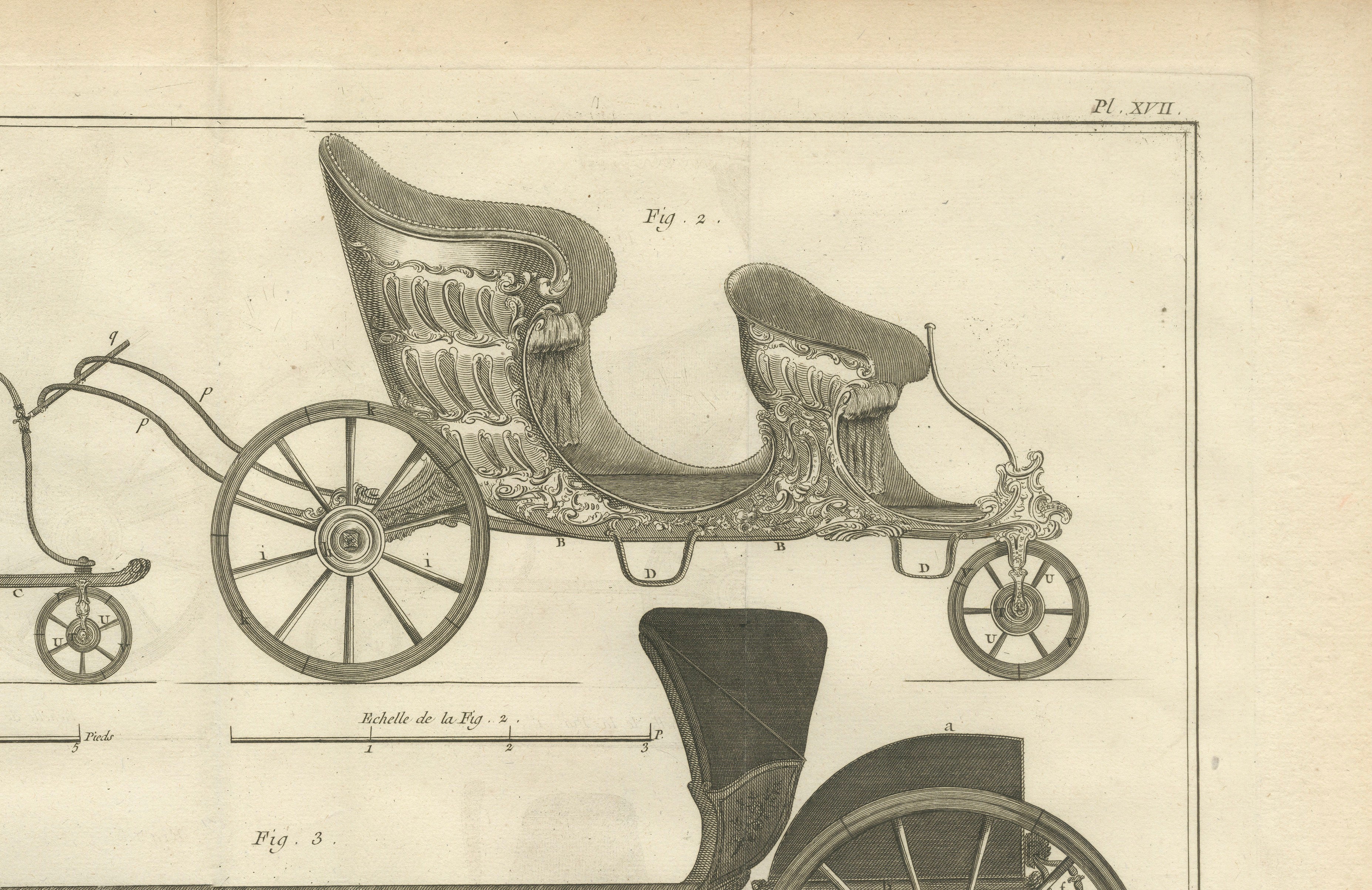 French Garden & Hunting Carriage Designs, Diderot Encyclopédie, 1771