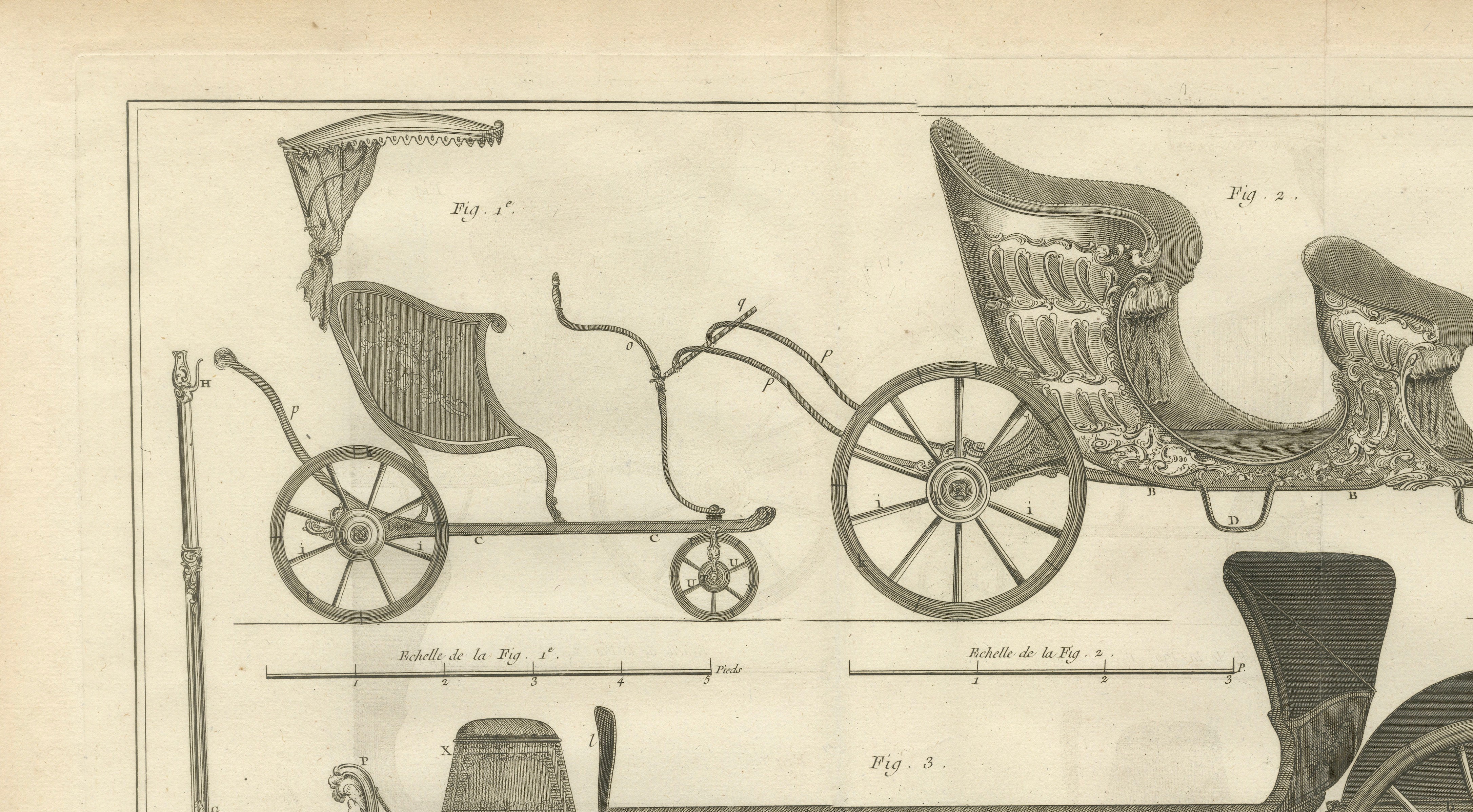 French Garden & Hunting Carriage Designs, Diderot Encyclopédie, 1771
