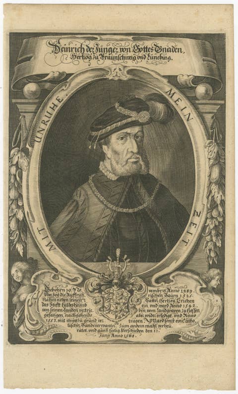 Heinrich II Duke of Brunswick-Lüneburg Portrait Engraving, c.1650