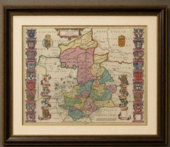 Antique Map of Cambridgeshire & Cambridge by Joan Blaeu, Hand-Colored, 1645