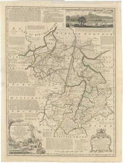 Large Antique Map of Cambridgeshire by Emanuel Bowen, circa 1760
