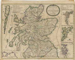 Antique Map of Scotland by Nolin and Coronelli with Island Insets, 1689