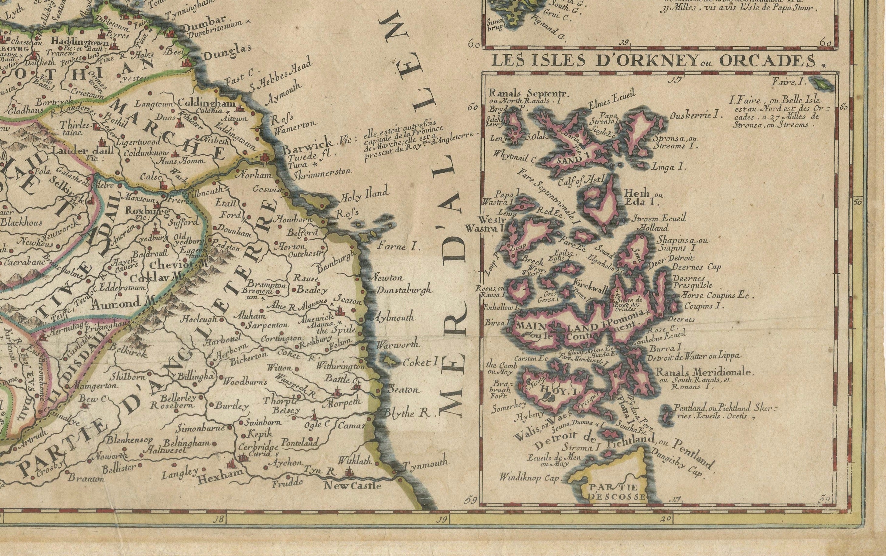 Antique Map of Scotland by Nolin and Coronelli with Island Insets, 1689
