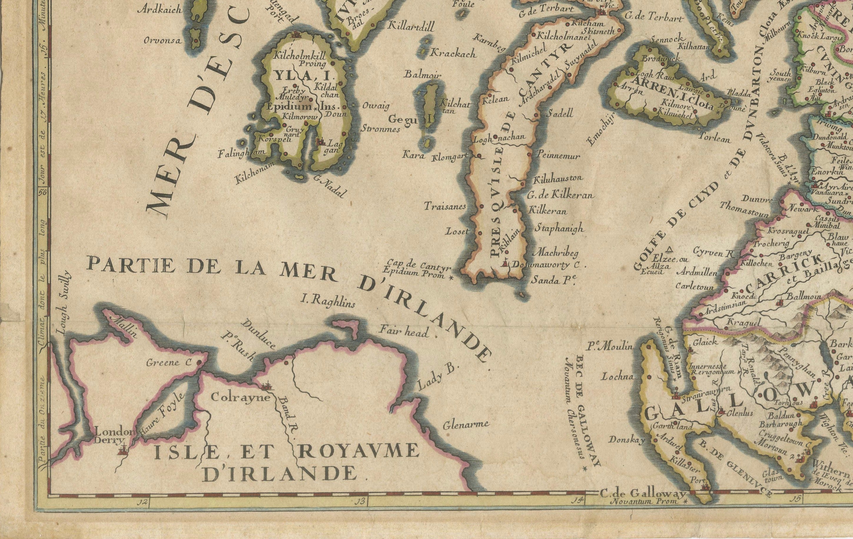 Antique Map of Scotland by Nolin and Coronelli with Island Insets, 1689