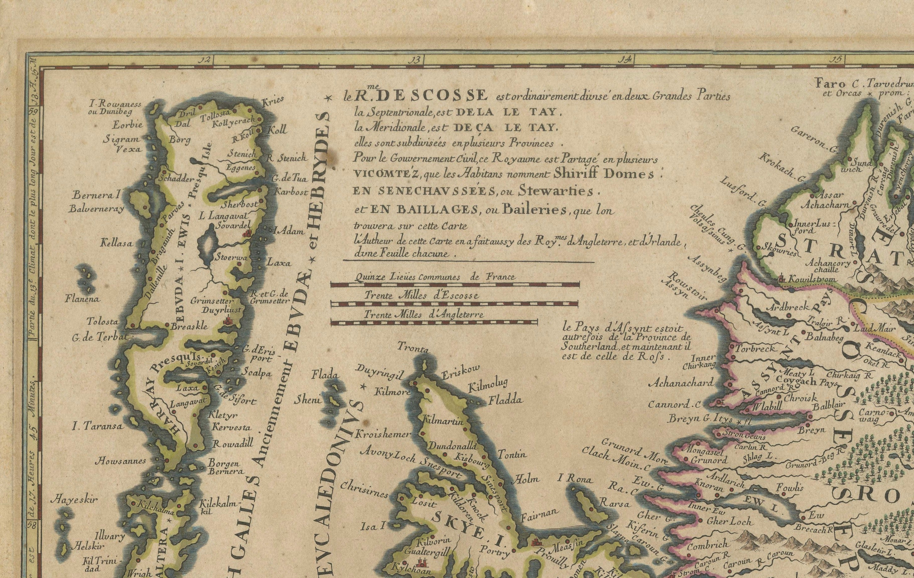 Antique Map of Scotland by Nolin and Coronelli with Island Insets, 1689
