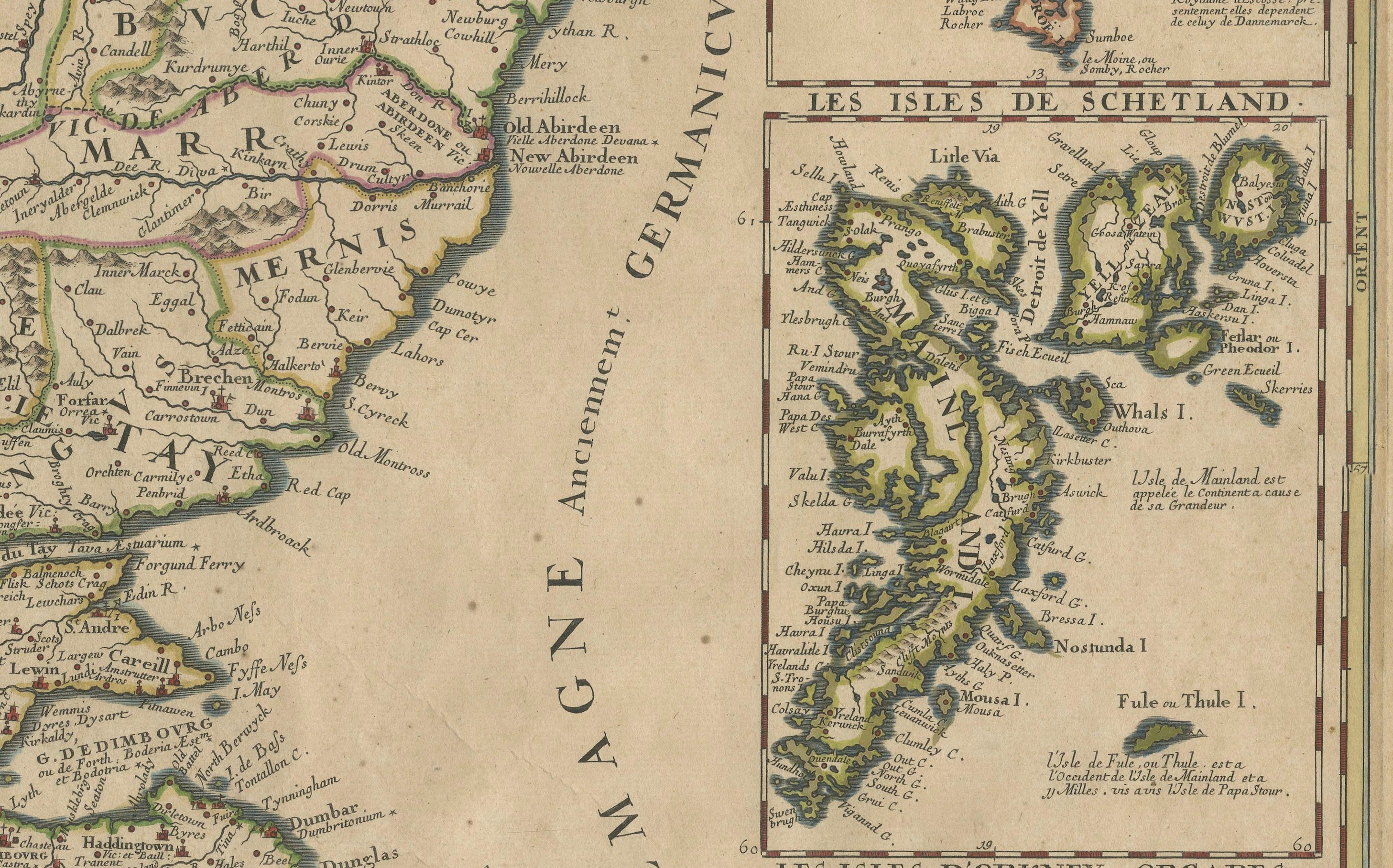 Antique Map of Scotland by Nolin and Coronelli with Island Insets, 1689