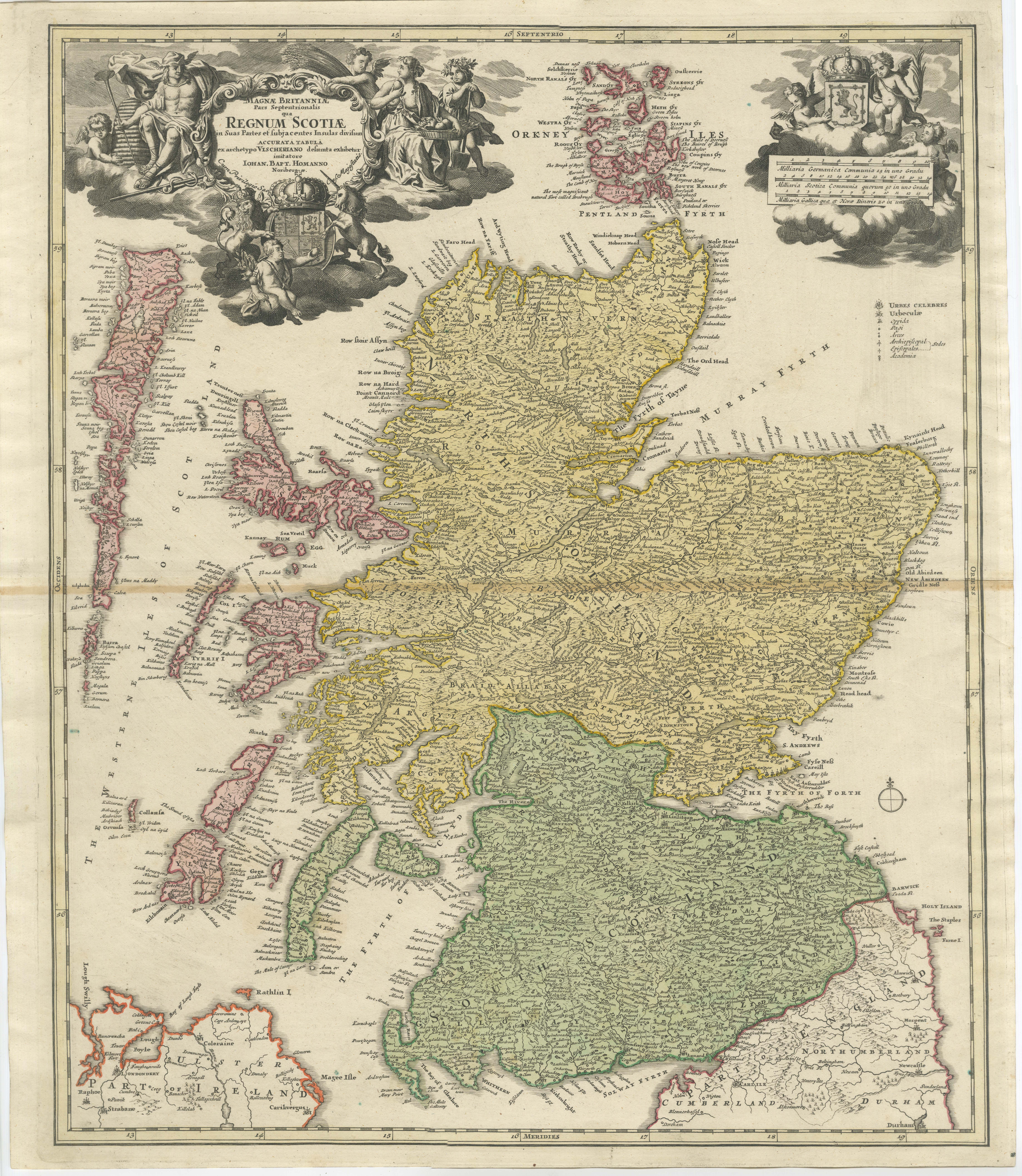 Antique Map of Scotland by Johann Baptist Homann, c.1710