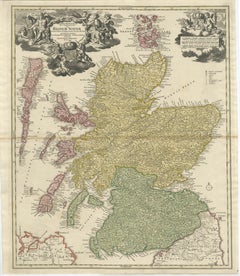 Antique Map of Scotland by Johann Baptist Homann, c.1710