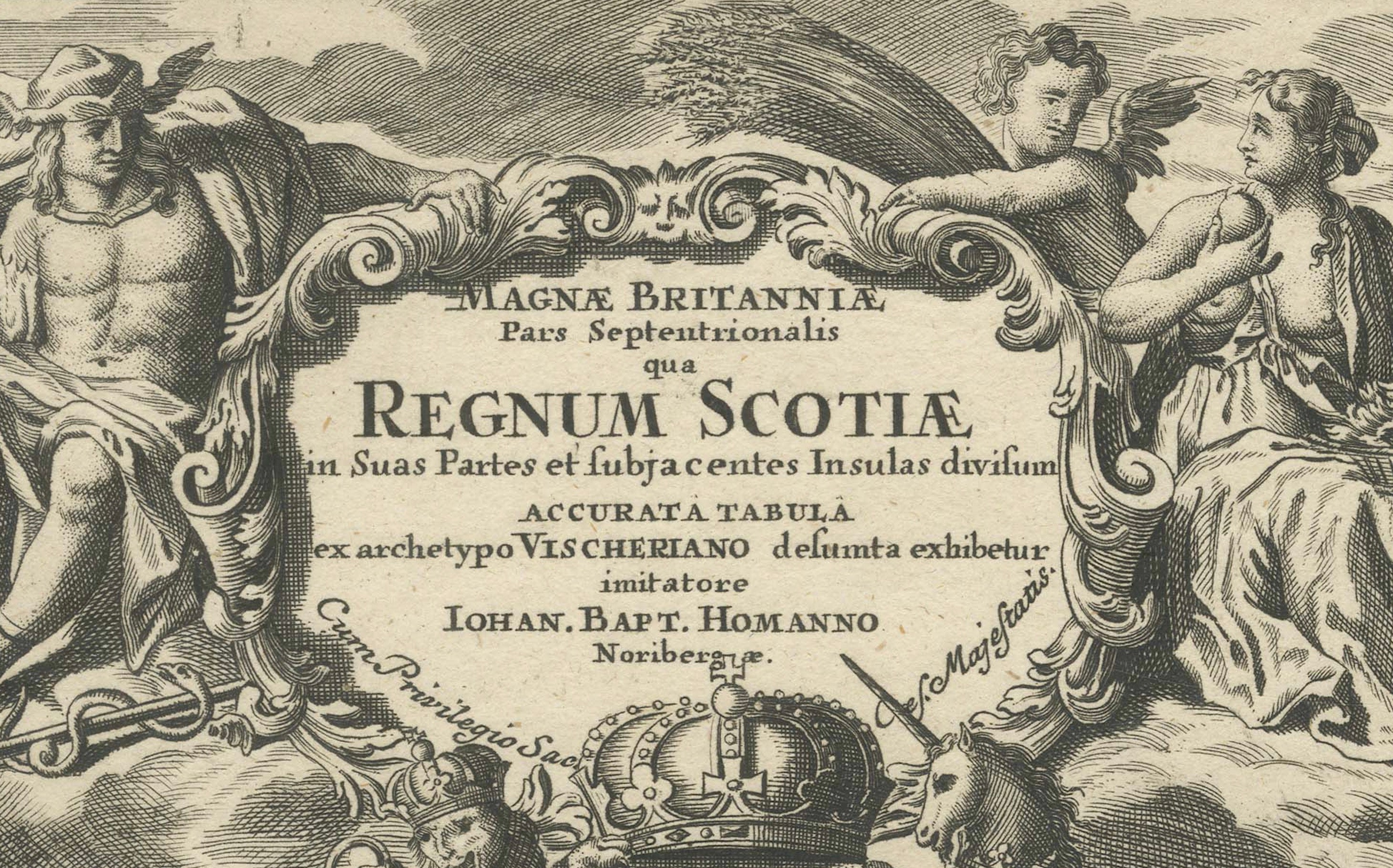 Antique Map of Scotland by Johann Baptist Homann, c.1710