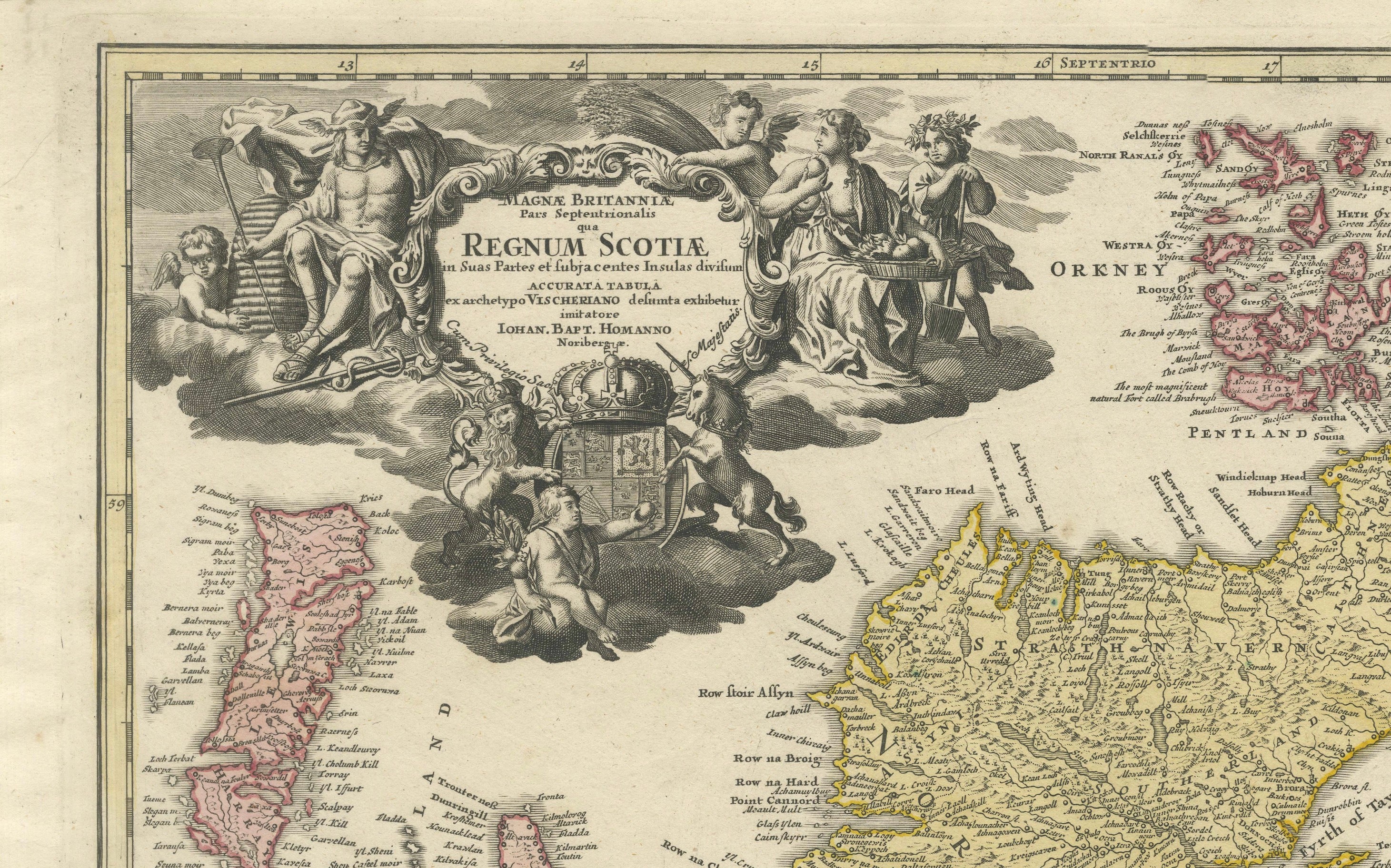 Antique Map of Scotland by Johann Baptist Homann, c.1710