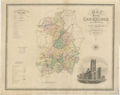 Antique Map of Cambridgeshire with Ely Cathedral by Greenwood, 1834