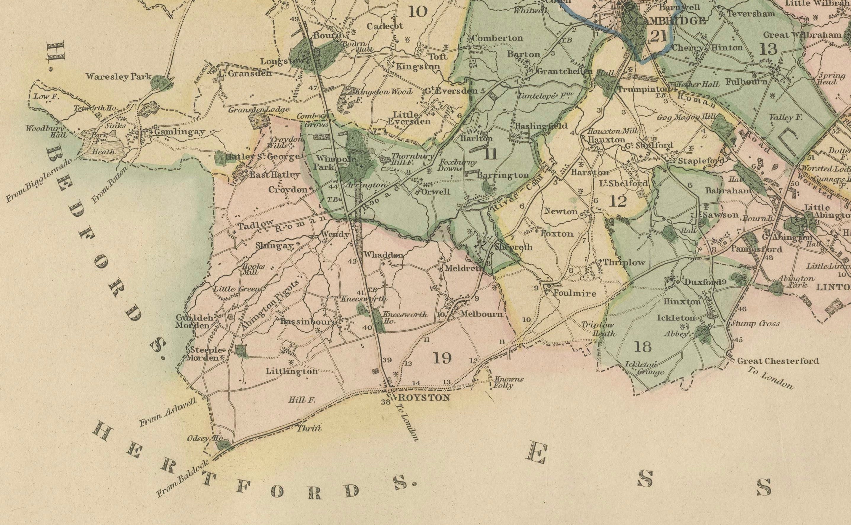 Antique Map of Cambridgeshire with Ely Cathedral by Greenwood, 1834