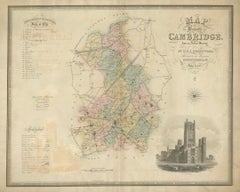 Large Hand-Colored Map of Cambridgeshire by Greenwood, 1834