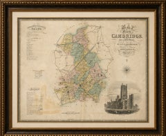 Large Hand-Colored Map of Cambridgeshire by Greenwood, 1834