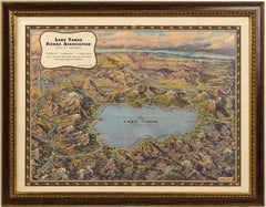 Historische Bildkarte des Lake Tahoe aus der Vogelperspektive von Gerald A. Eddy, um 1945