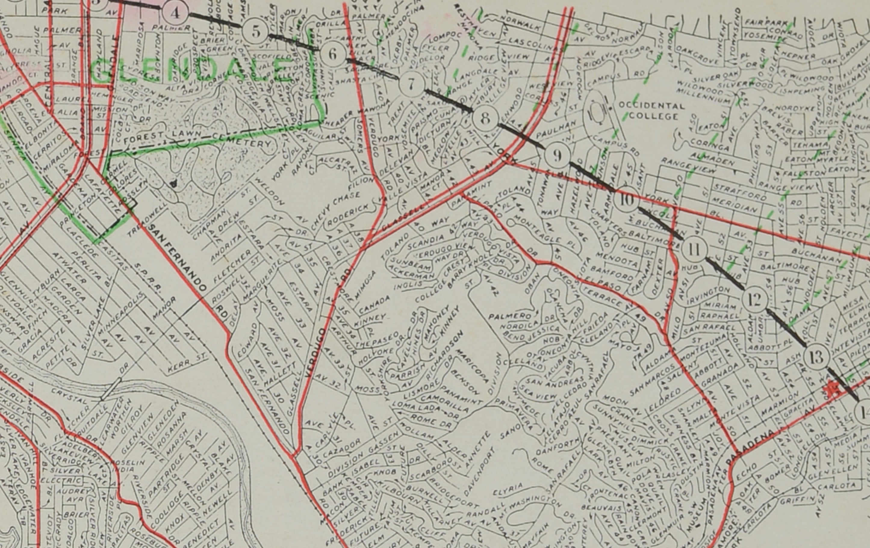 Antique E-Z Guide Map of Los Angeles with Rotating Locator, 1927