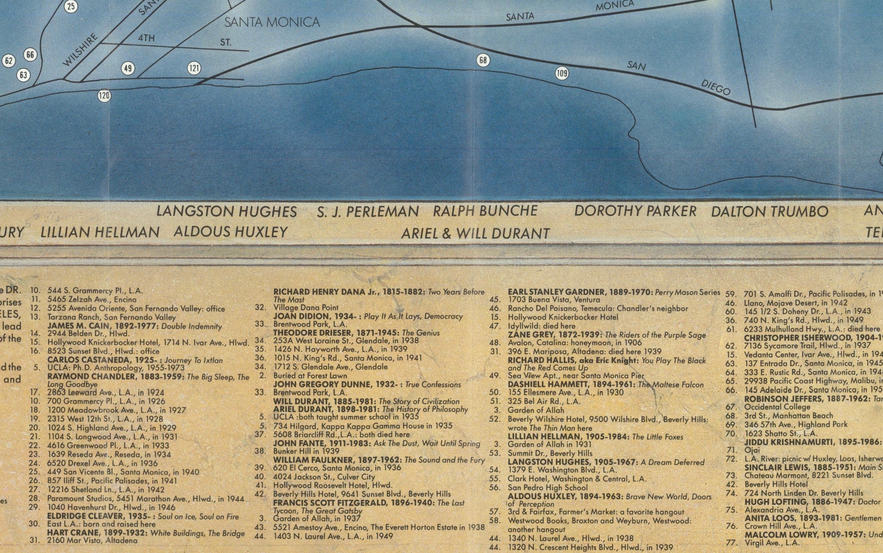 Vintage Literary Map of Los Angeles by Linda Ayriss, 1987
