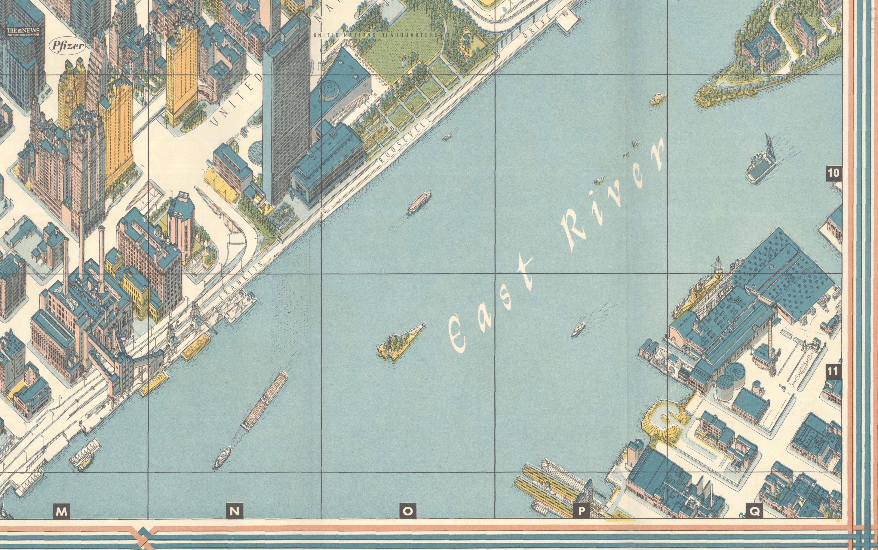 Hermann Bollmann New York City Bird’s-Eye Map for American Airlines, 1964