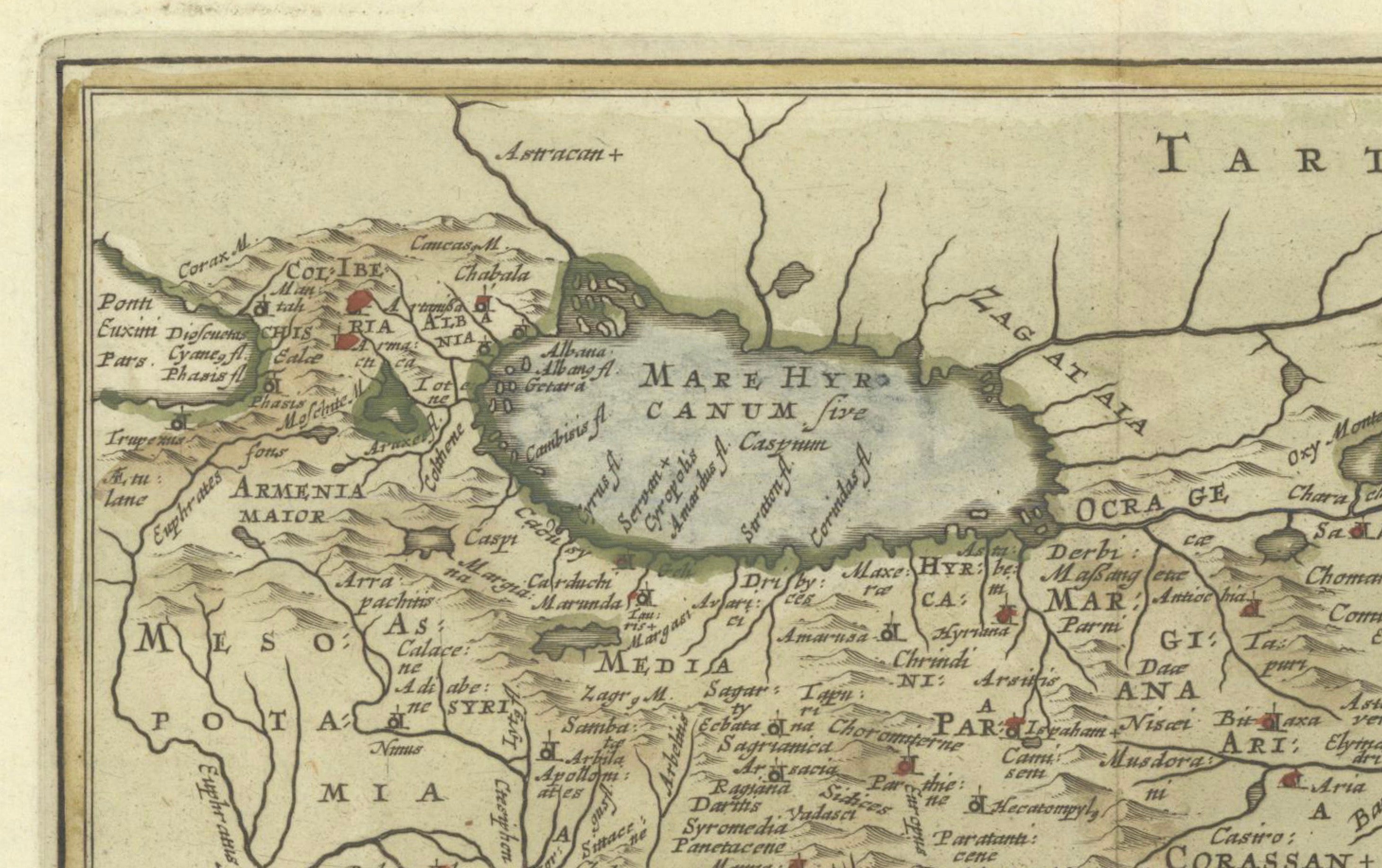Antique Map of Persia and the Safavid Empire by Cluver and Jansson, 1676