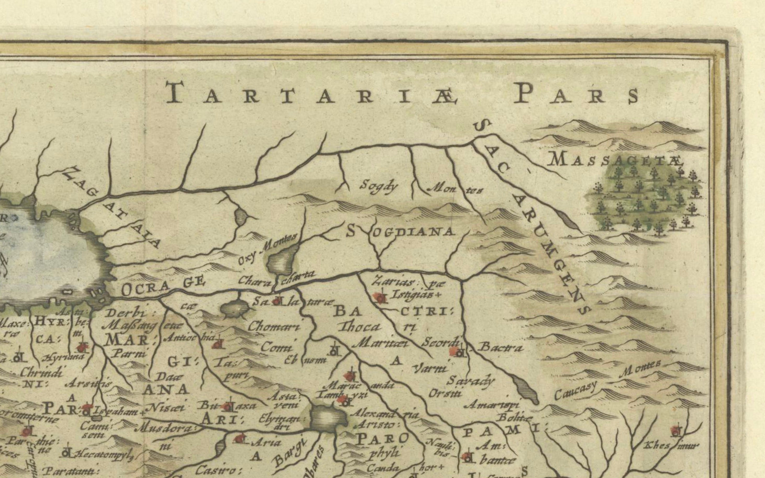 Antique Map of Persia and the Safavid Empire by Cluver and Jansson, 1676